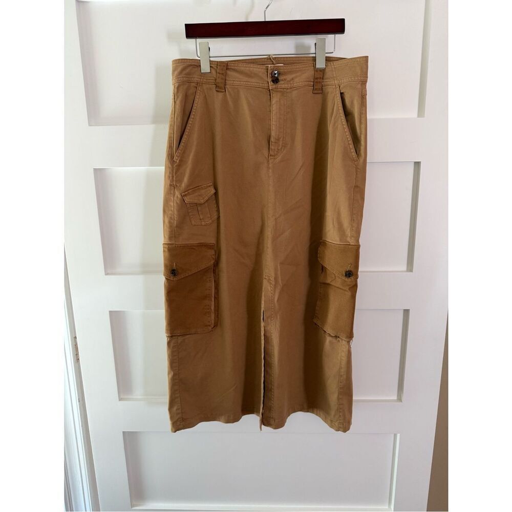 SO Camel caramel brown boho Cargo Pants with Utility Pockets XL